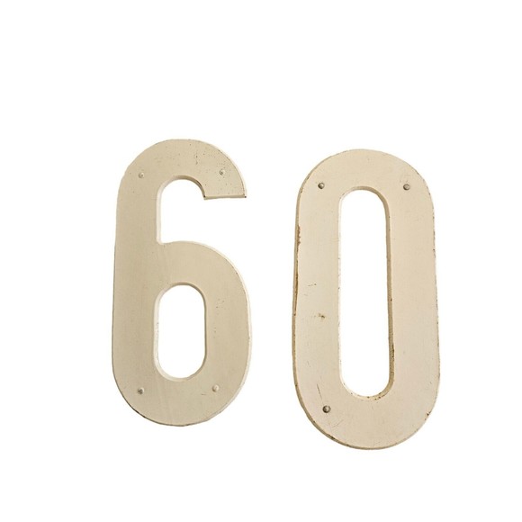 Vintage Billboard Numbers White 6 And 0 Wood Composite 17" - Picture 1 of 6